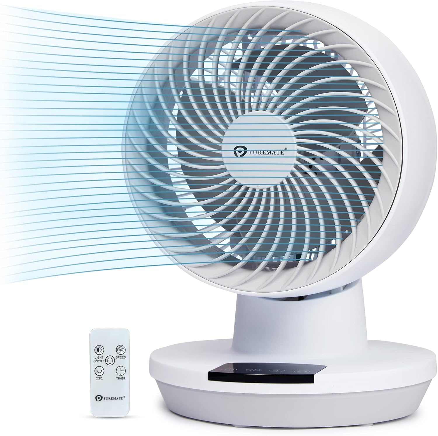 8 Inch Air Circulator Fan with Oscillation and Timer White