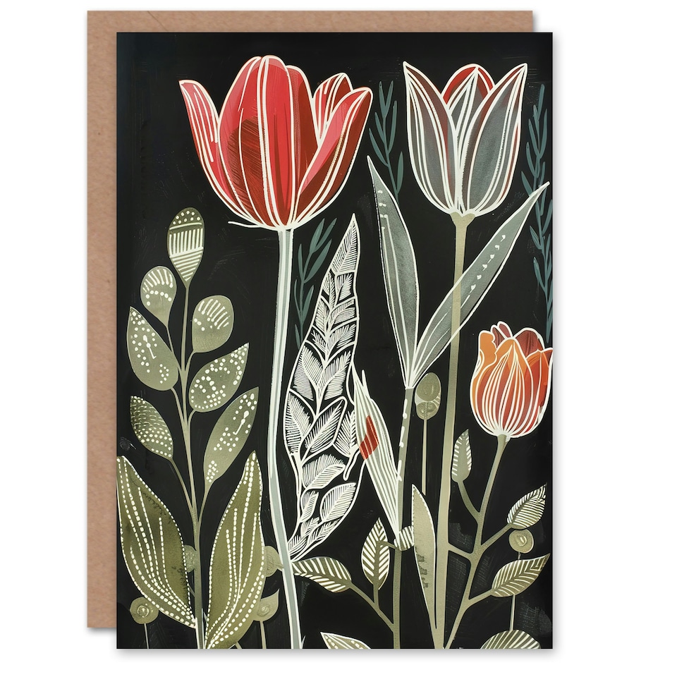 image 1 of Floral Botanical Simple Bold Leaves Elegant Her Birthday Card