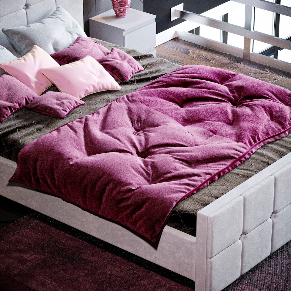 image 1 of Vida Designs Valentina 4ft6 Double Bed Fabric Upholstered, Light Grey Velvet, 135 x 190cm