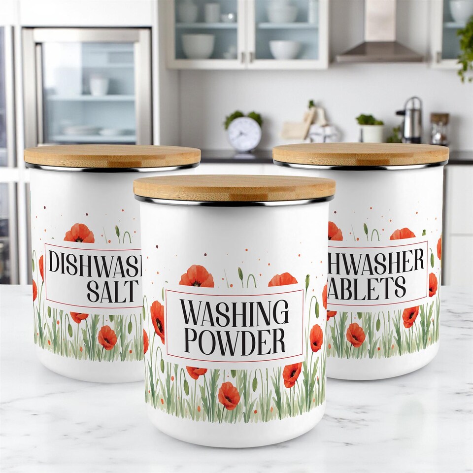 image 1 of Summer Poppies Dishwasher Tablets Storage Tin