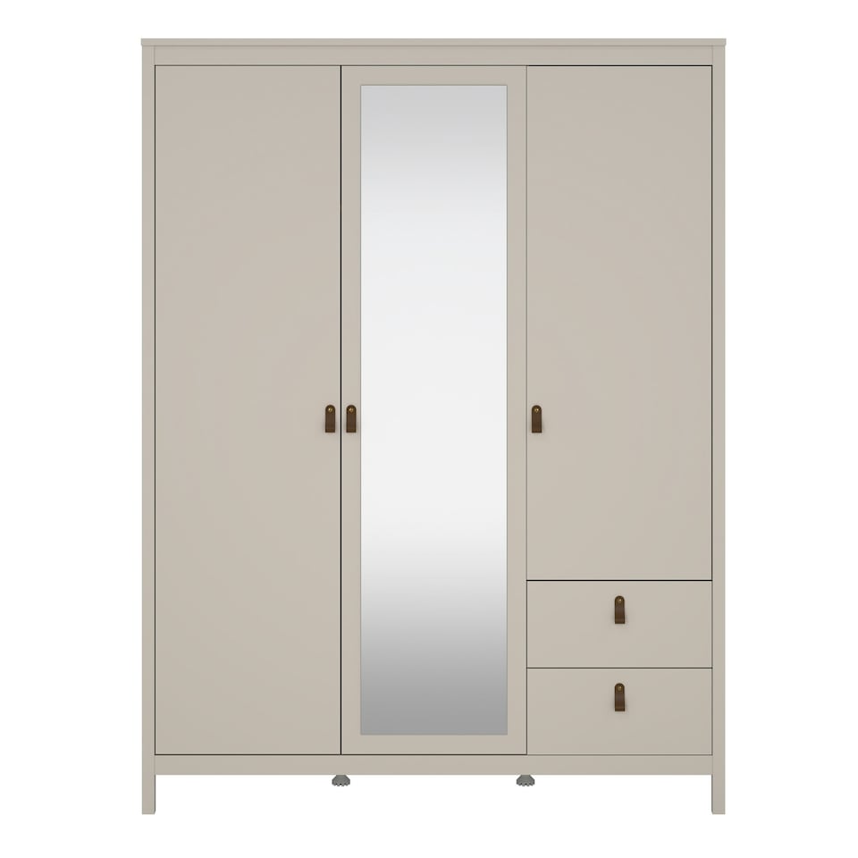 image 1 of Barcelona Wardrobe with 2 Doors + 1 Mirror Door + 2 Drawers in Cashmere Cream
