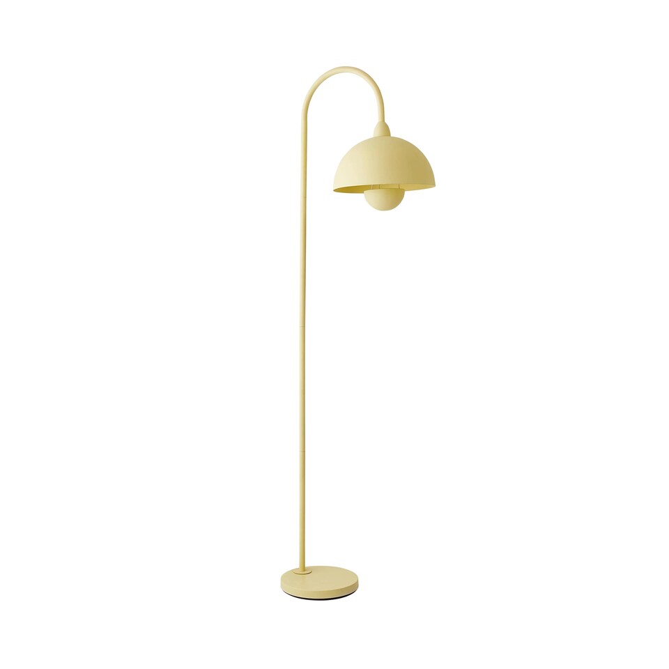image 1 of ValueLights Tilly Pastel Yellow Arched Dome Shade Metal Floor Lamp | Yellow
