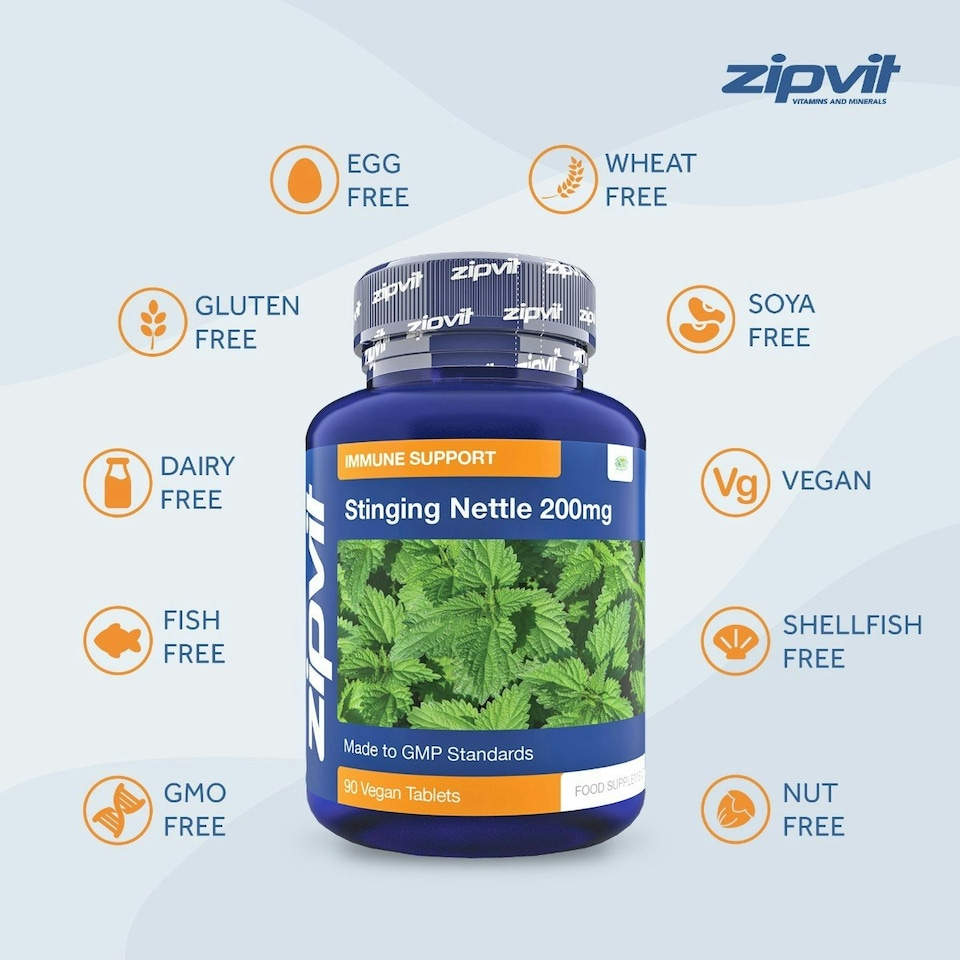 image 1 of Zipvit Stinging Nettle 600mg, Natural Antioxidant & Seasonal Support, 90 Vegan Tablets, 1-Month Supply