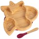 image 1 of Tiny Dining Bamboo Unicorn Baby Weaning Plate & Fork Set - Red