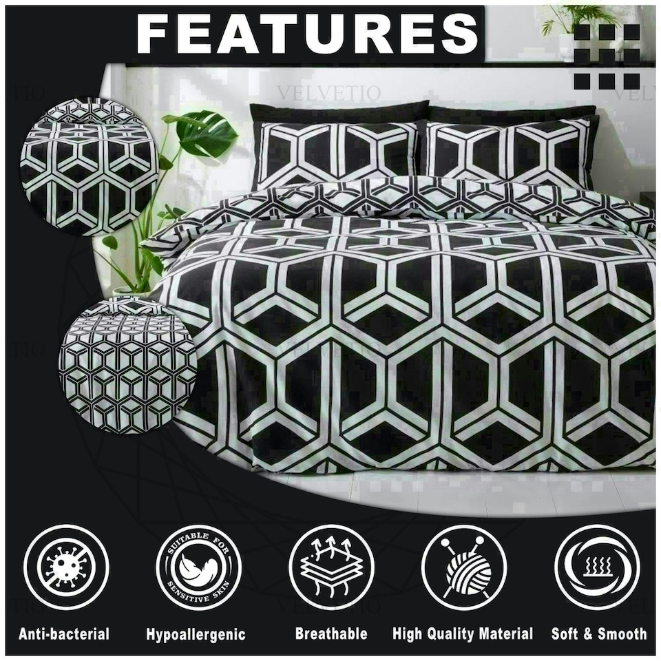 image 1 of Hendrix Geometric Duvet Cover Set Reversible Polycotton Beddings Multi | Single