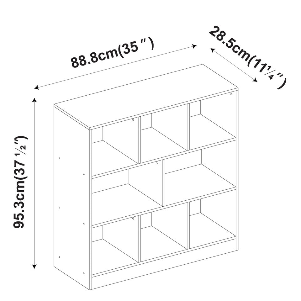 image 1 of 8 Cube Asymmetrical Storage Cabinet Wooden Bookcase Shelve Square Organiser | Black | Oak | 1