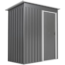 Outsunny 5 x 3ft Garden Storage Shed Sliding Door Sloped Roof Tool, Grey Grey
