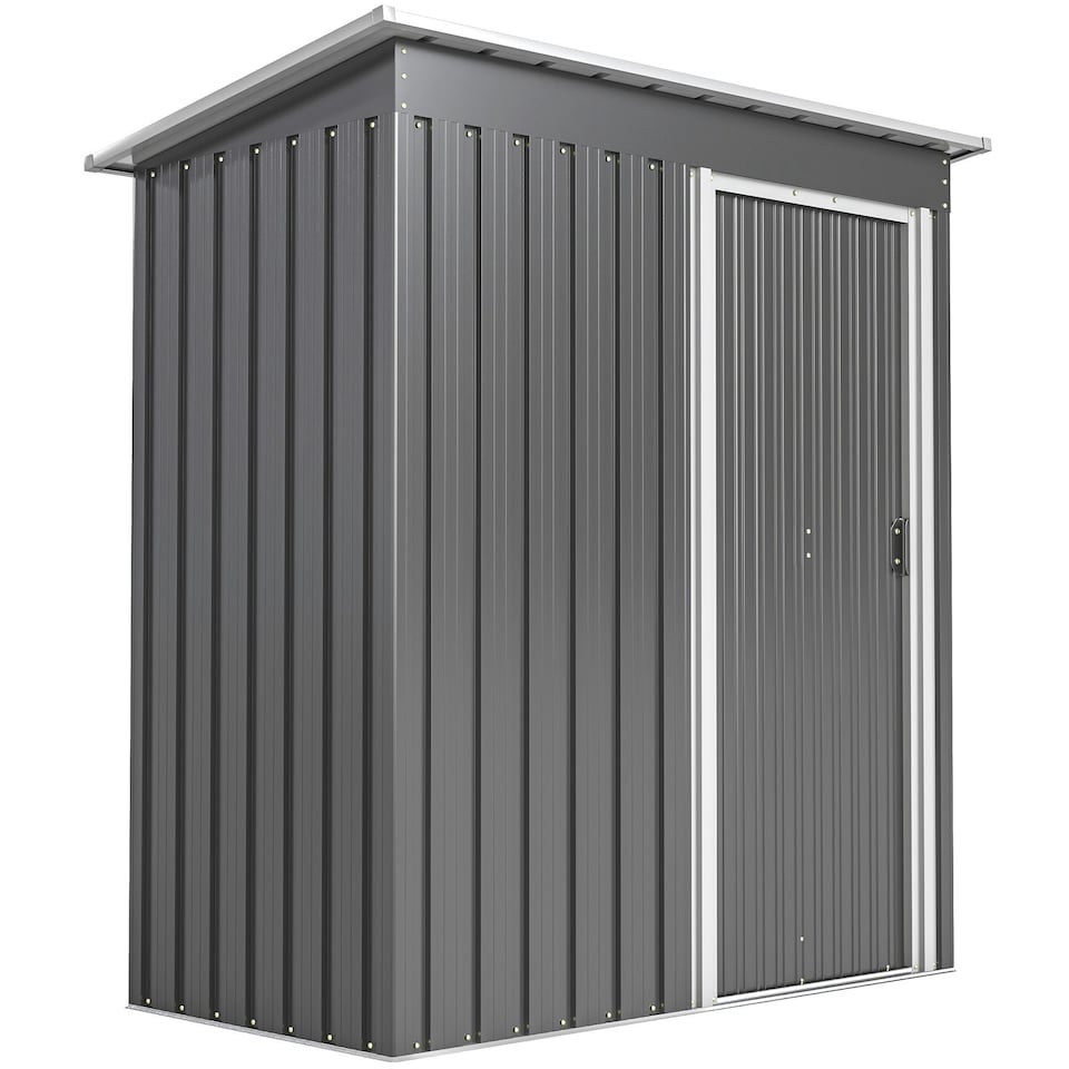 image 1 of Outsunny 5 x 3ft Garden Storage Shed Sliding Door Sloped Roof Tool, Grey Grey