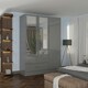 image 2 of Modern 3-Door High Gloss Wardrobe with Dual Mirrors, Gold Accent Handles, Drawers & Shelves-116cm Wide Grey | Grey116cm