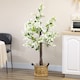 image 6 of HOMCOM Decorative Artificial Plants Honeysuckle Flower Fake Plants with Curved Boots for Home Indoor Decor, 150cm, White