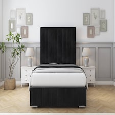 Sloomy Langston Black Naples Bed Frame With Mattress With 50" Upholstered Headboard 4'6 Double