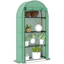 Outsunny 4 Tier Mini Greenhouse with Reinforced PE Cover, Green