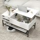 image 6 of COSTWAY Lift Top Coffee Table w/ Storage Shelf White White