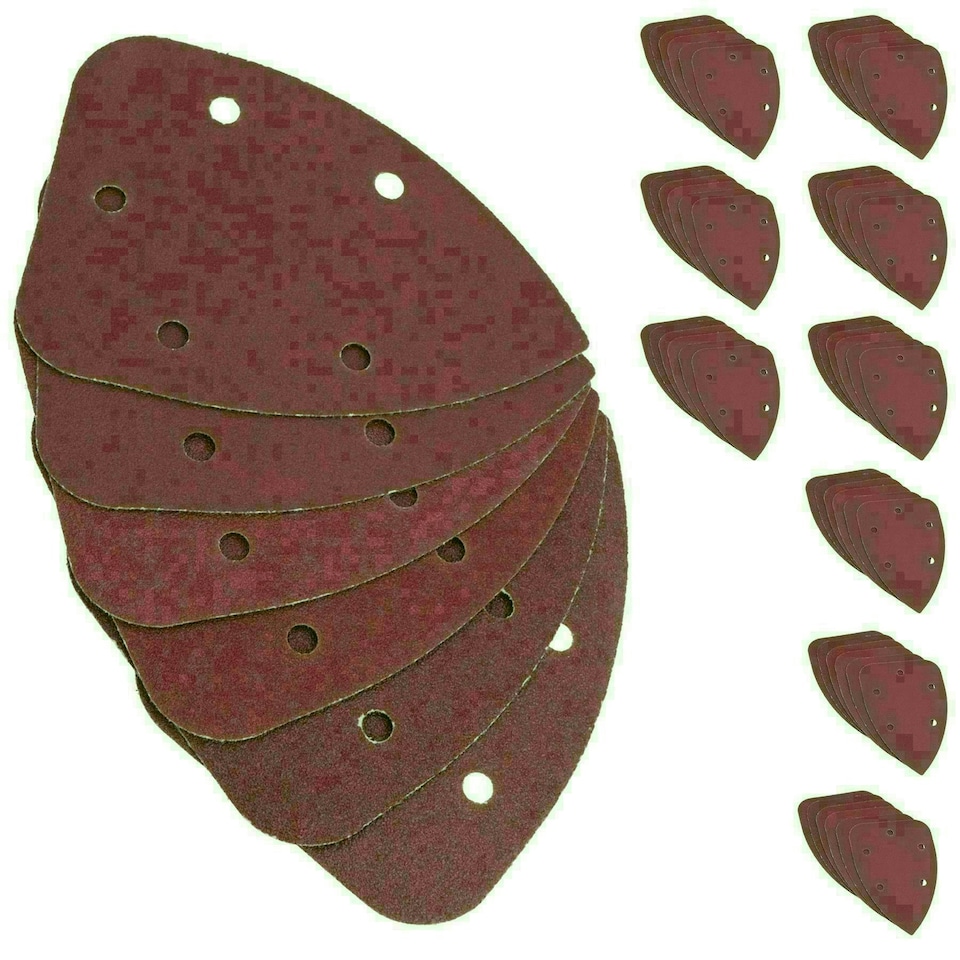 image 1 of Hook And Loop Detail Sanding Pads Discs 140mm Triangular Mixed Grit 60 Pack