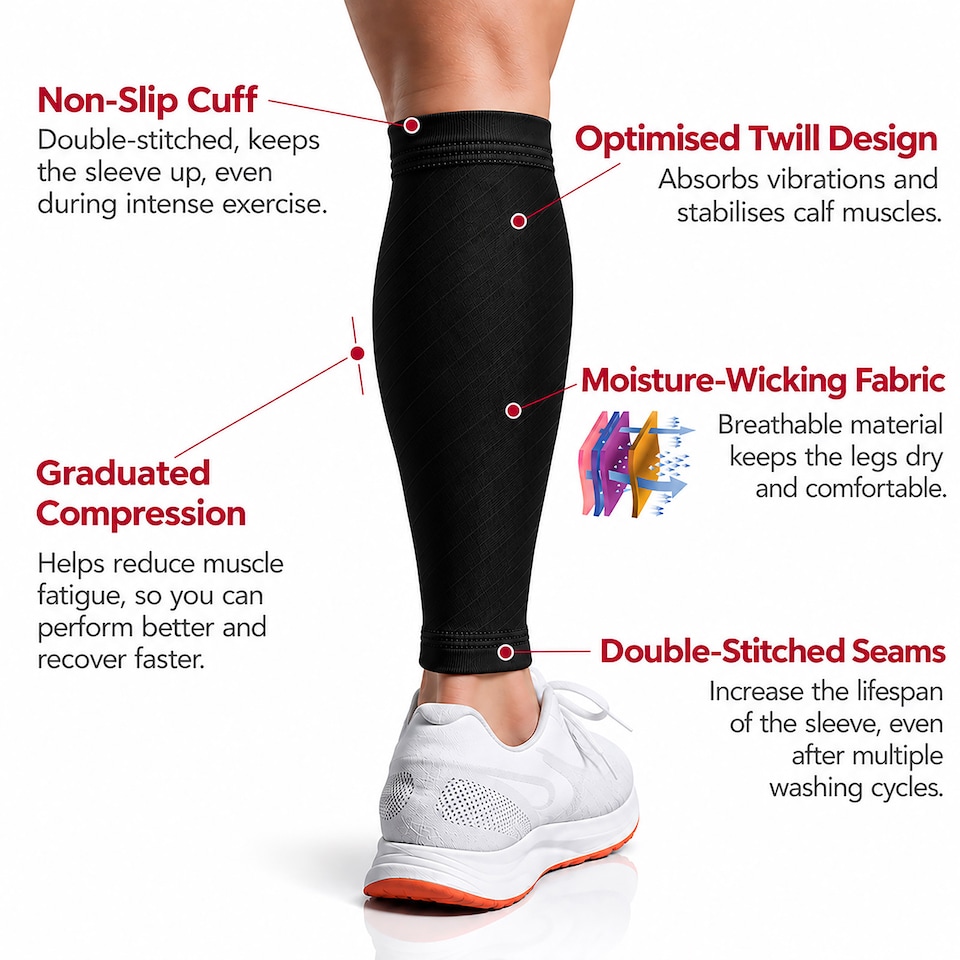 image 1 of aZengear Calf Support Compression Sleeves (Pair) for Women, Men, Running, Shin Splints