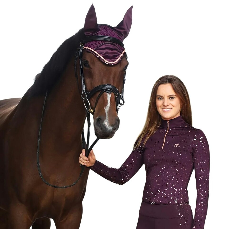image 1 of Hy Enchanted Collection Horse Fly Veil - Plum/Rose Gold - Cob/Full