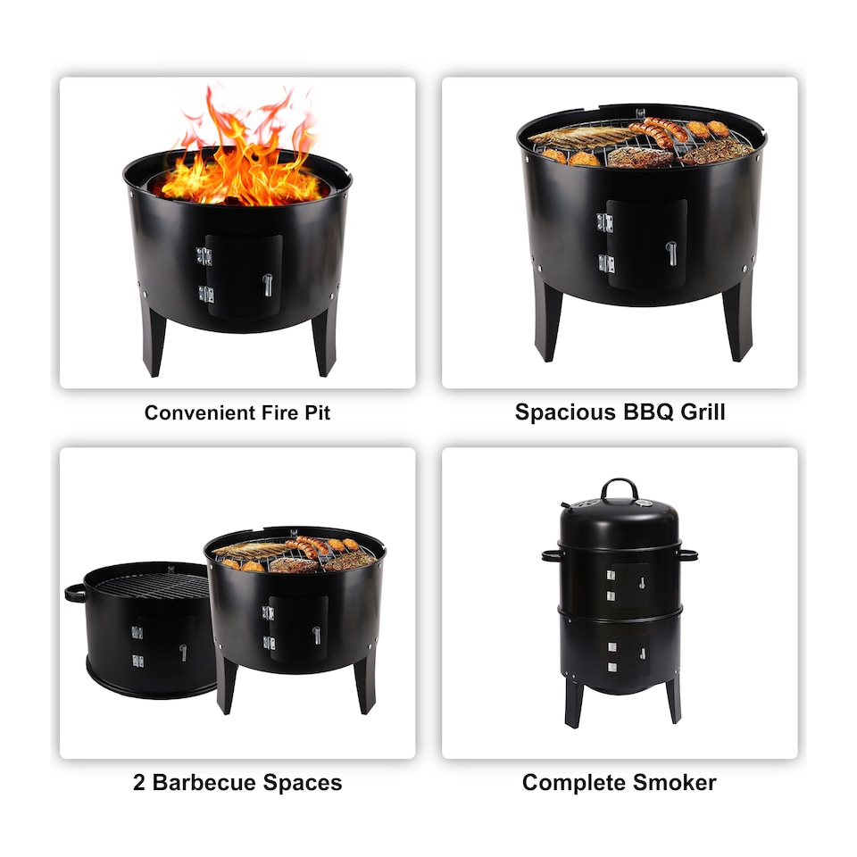 image 1 of Groundlevel Versatile BBQ Grill Dual Functionality Stacker Smoker Fire Pit And Barbeque