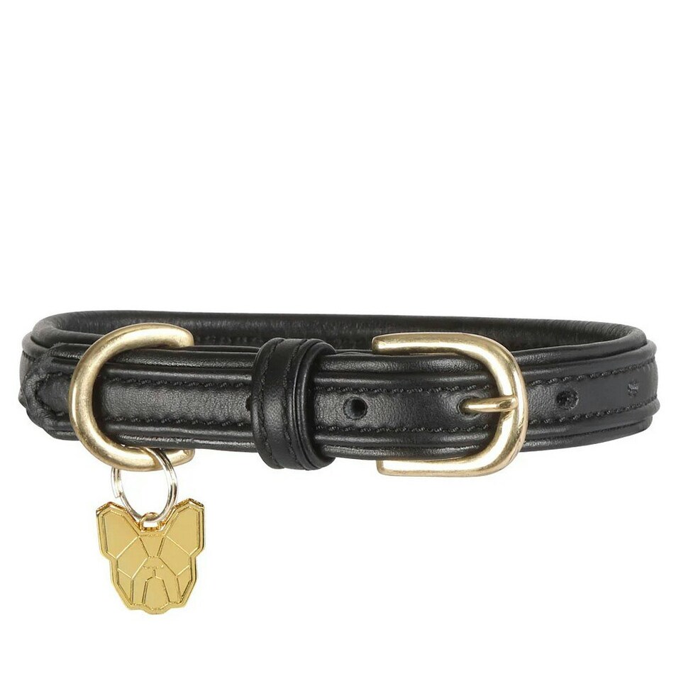 Digby & Fox Leather Padded Dog Collar - Black - L - Neckline: 53cm-58cm