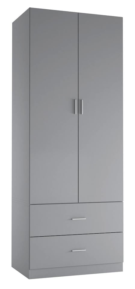 image 1 of 2-Door 2-Drawer Wardrobe | Black | Unit Colour: Black