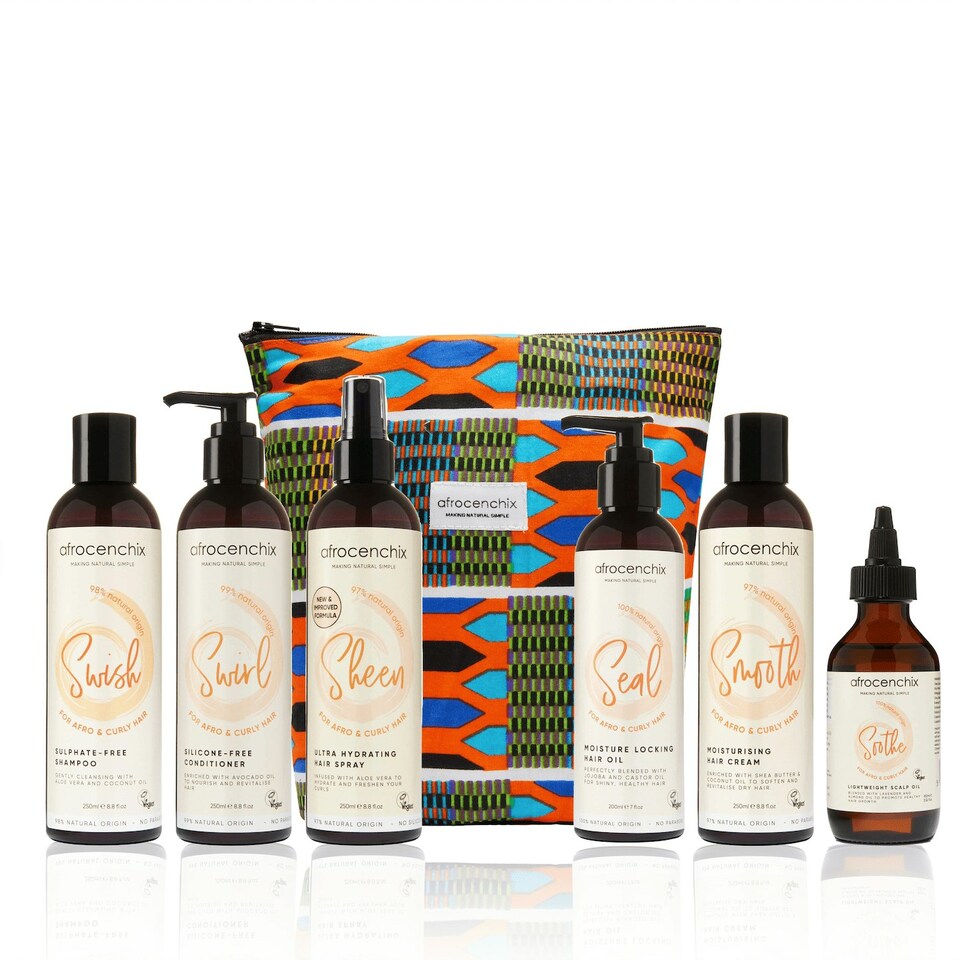 image 1 of Afrocenchix Wash Day Set with African Print Bag (Gift Edition)