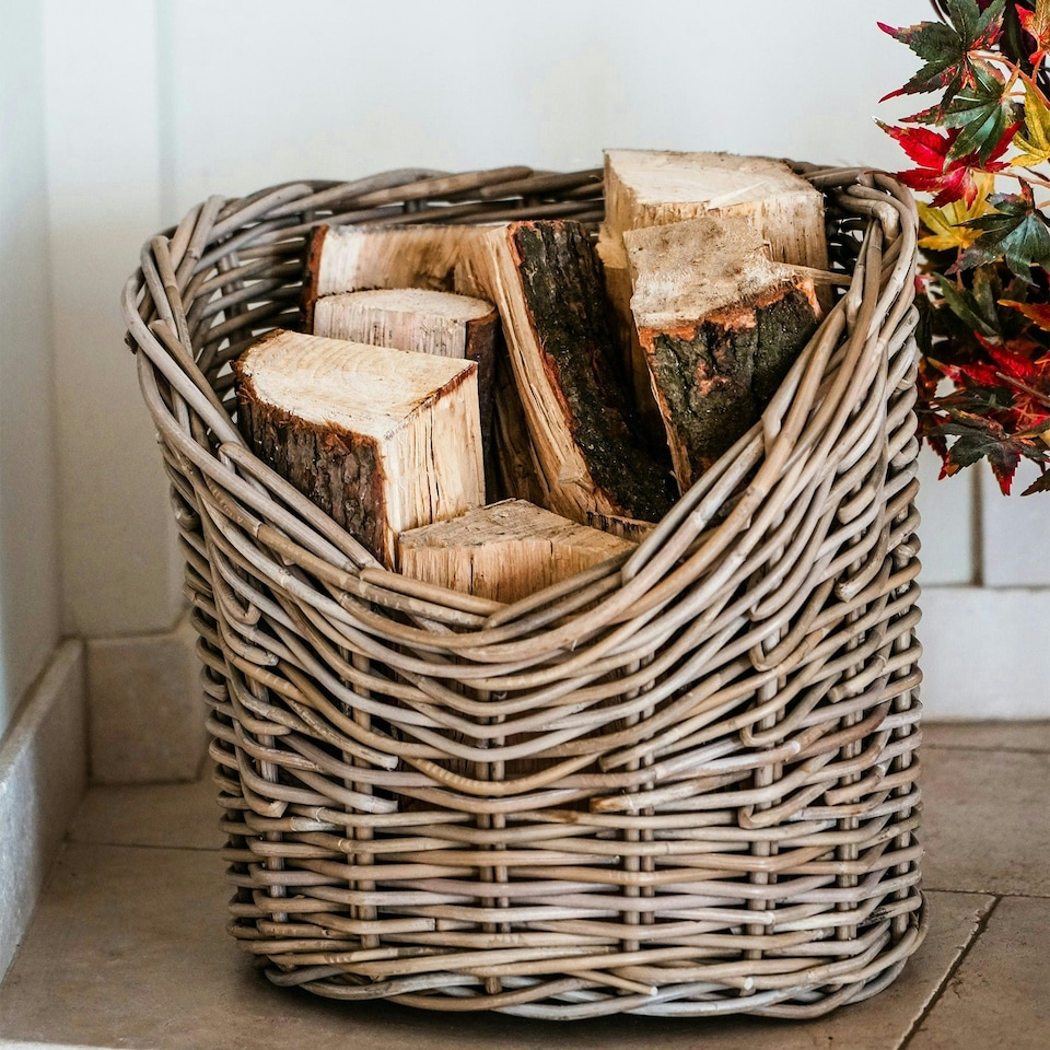 image 1 of Wicker Log Basket Round N/A