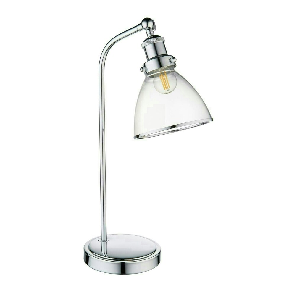 image 1 of Brunswick Polished Nickel & Glass Desk Table Lamp Silver