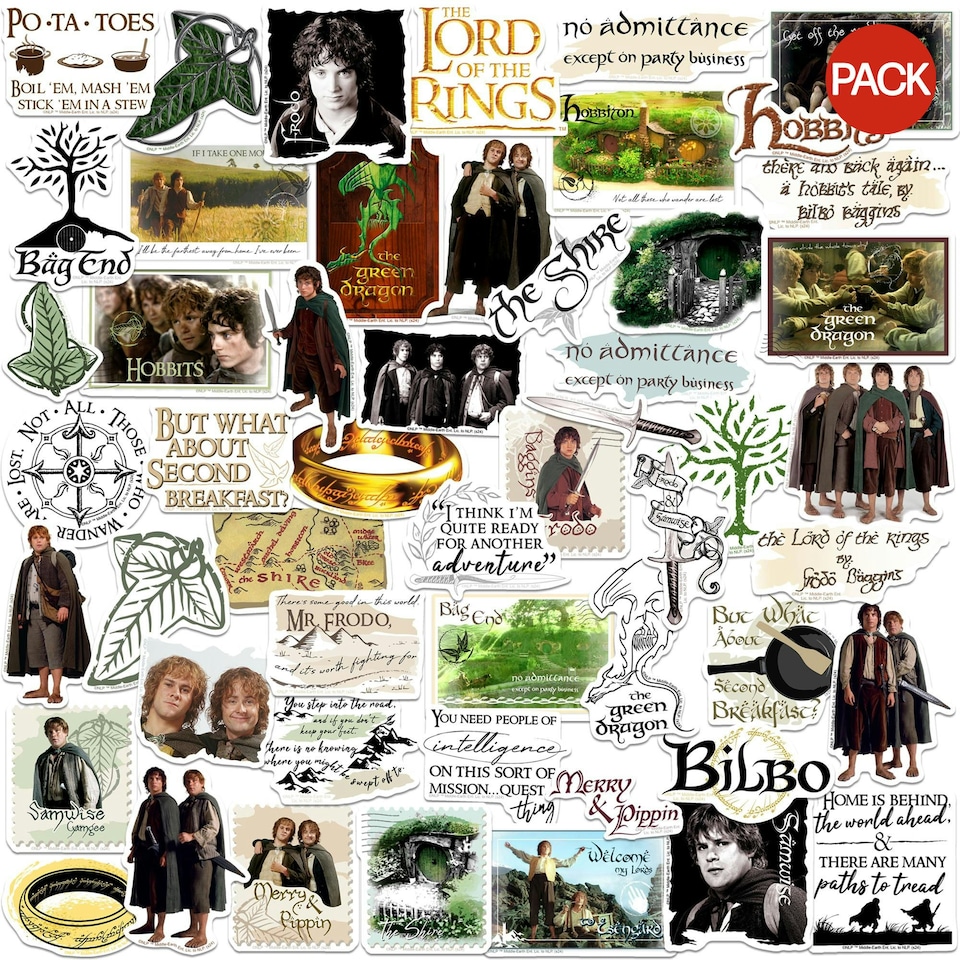 Lord Of The Rings Deluxe Hobbits Stickers (Pack of 100) - Multicoloured - One Size