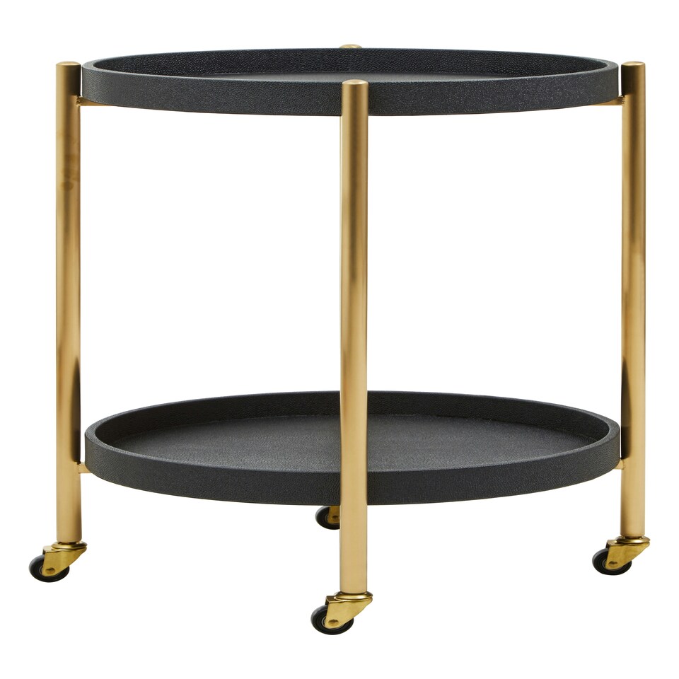 image 1 of Interiors by Premier Two Tier Black Tray Table Trolley Black
