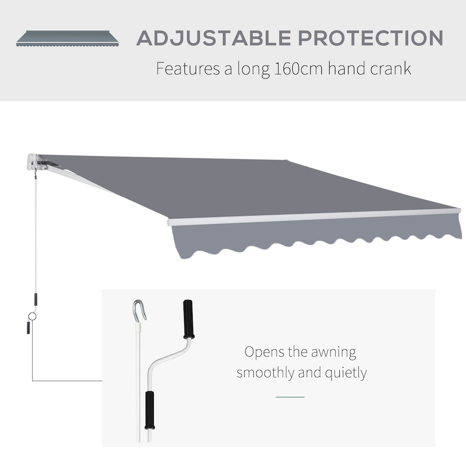 image 1 of Outsunny 2.95 x 2.5m Canopy Sun Shade Shelter with Crank Handle Grey | Dark Grey