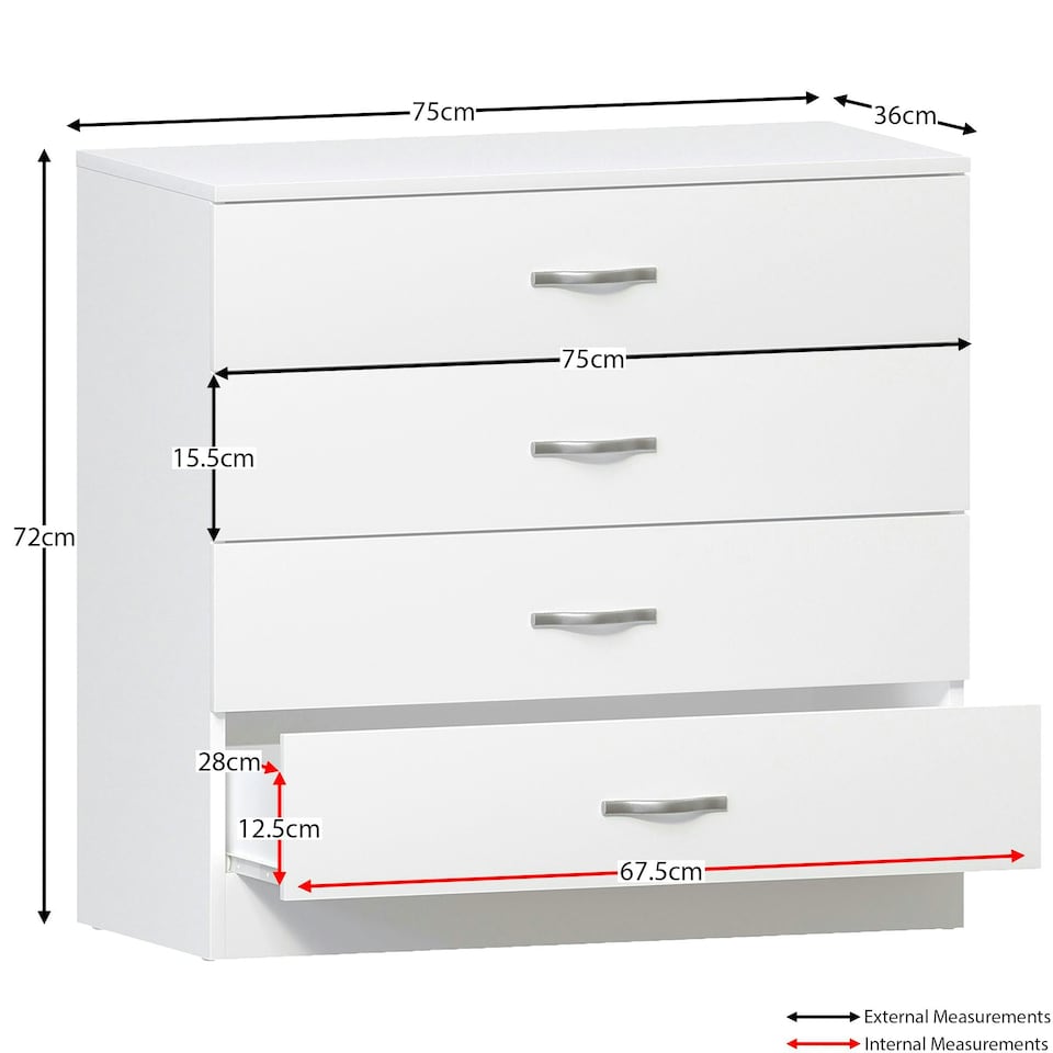 image 1 of Vida Designs Riano 4 Drawer Chest of Drawers Bedroom Storage, White