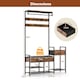 image 2 of COSTWAY Coat Rack Hall Tree with Shoe Storage Bench Brown | One Size