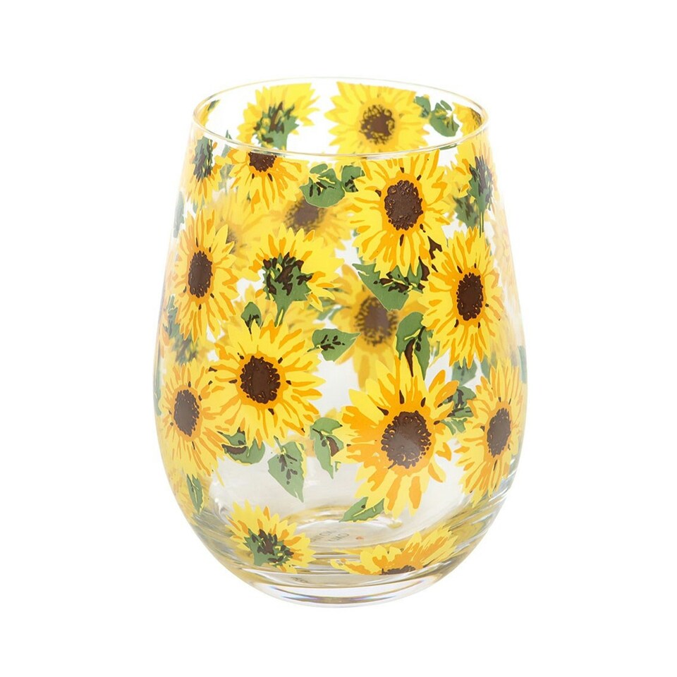 image 1 of Something Different Sunflower Stemless Glass - Clear/Yellow - One Size