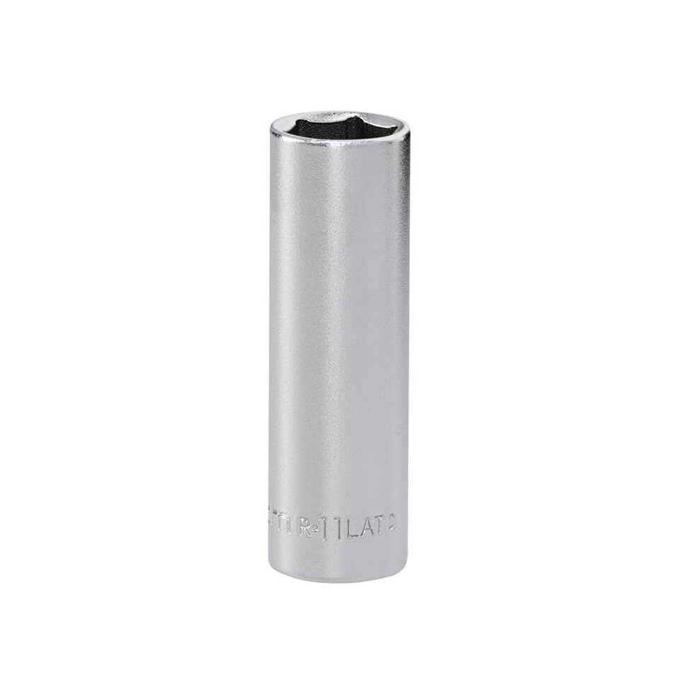 image 1 of Facom R.11LAT 1/4in Drive 6-Point Deep Socket 11mm - Chrome Vanadium Satin Finish