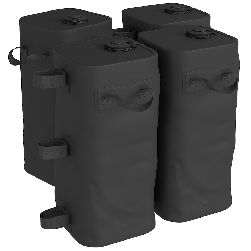 image 1 of Outsunny Set of 4 Heavy Duty Gazebo Weights Bags, 500D Sand Weights, Black | Black | Black | 22 x 22 x 50 cm