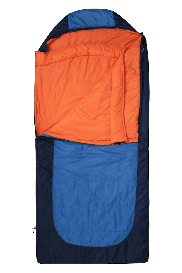 image 1 of Mountain Warehouse Microlite 950 Square Sleeping Bag Compact Camping Sleep Bag Left Handed Zip - Long Length (215cm) | Blue