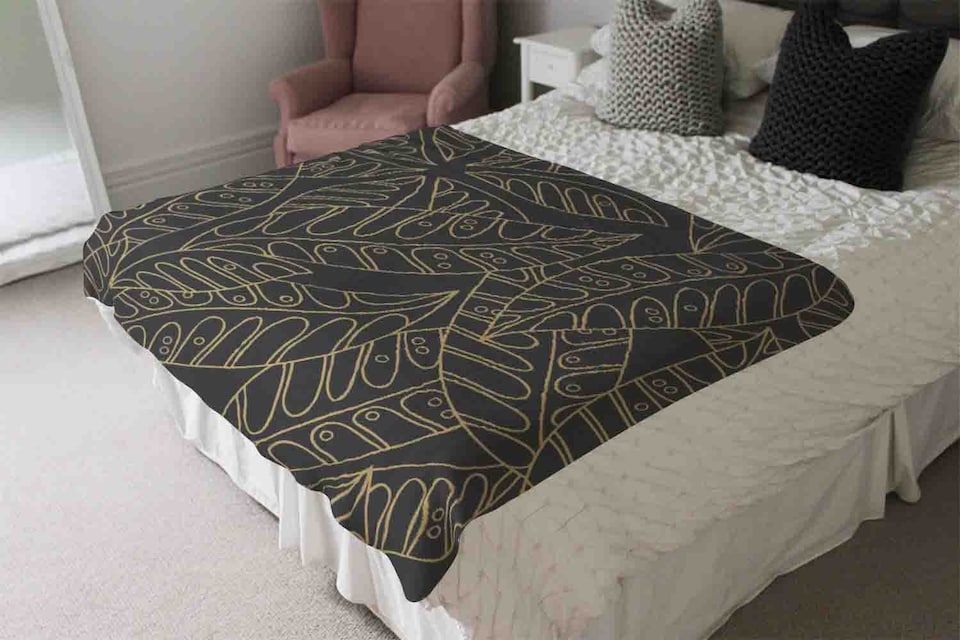 image 1 of Lined Flower Print Blanket | Multi