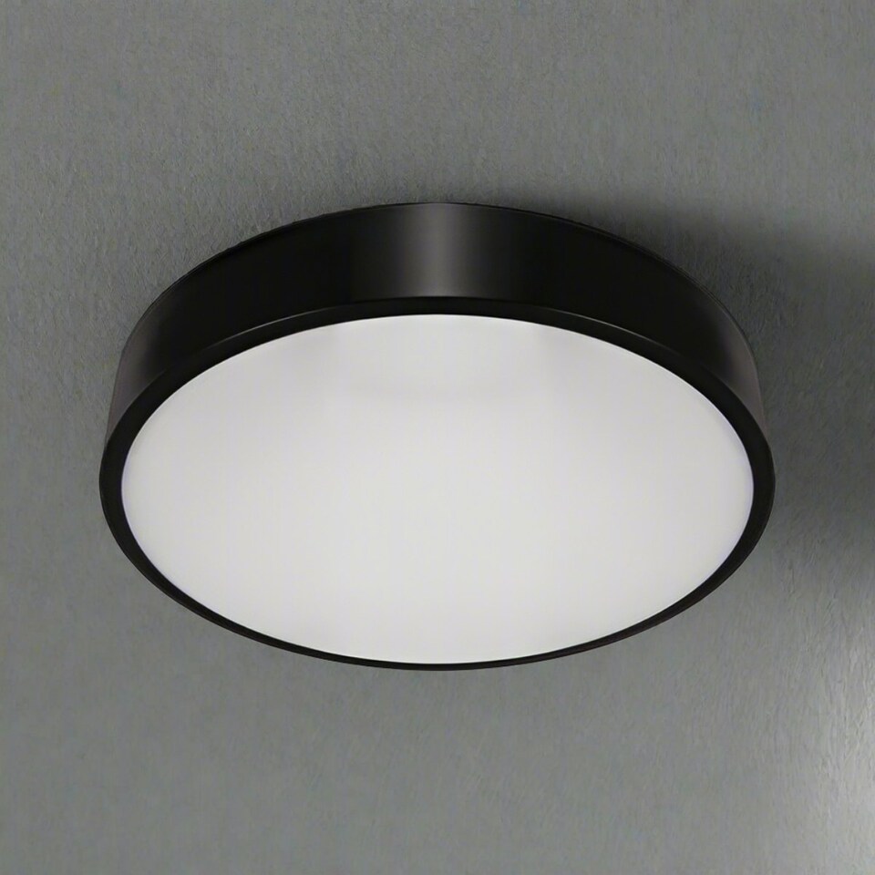 image 1 of CGC LUNA Black Round Ceiling Wall Light Surface Mount 24W Black
