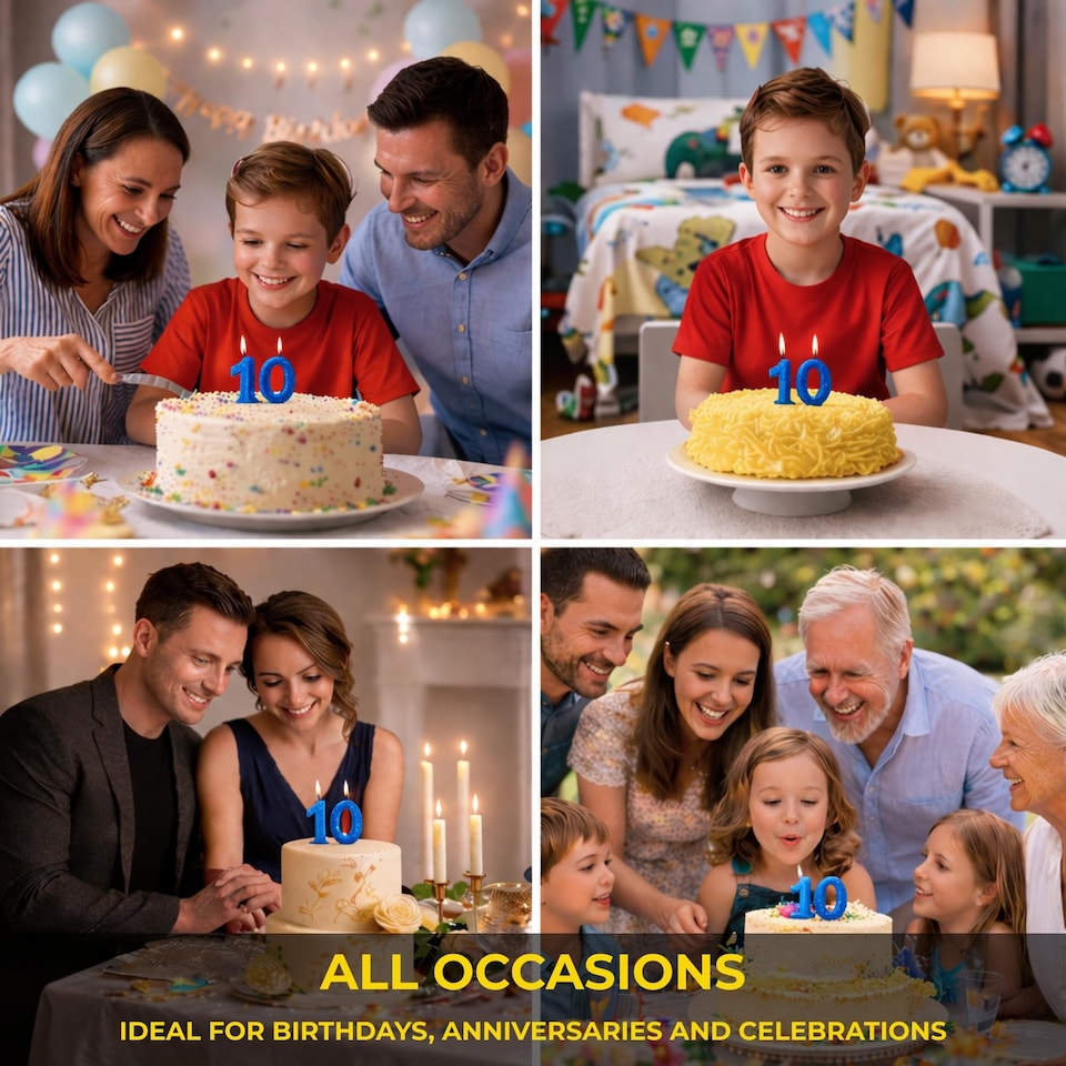 image 1 of Blue 0 Number Candle Birthday Anniversary Party Cake Decorations Topper | Blue