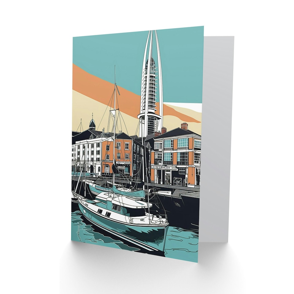 image 1 of Portsmouth Historic Dockyard UK Naval Base Travel Modern Greeting Card