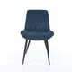image 7 of Pair of Aspen Cord Fabric Diamond Stitch Dining Chairs with Curved Seat and Black Tapered Metal Legs | Blue | Blue | 1