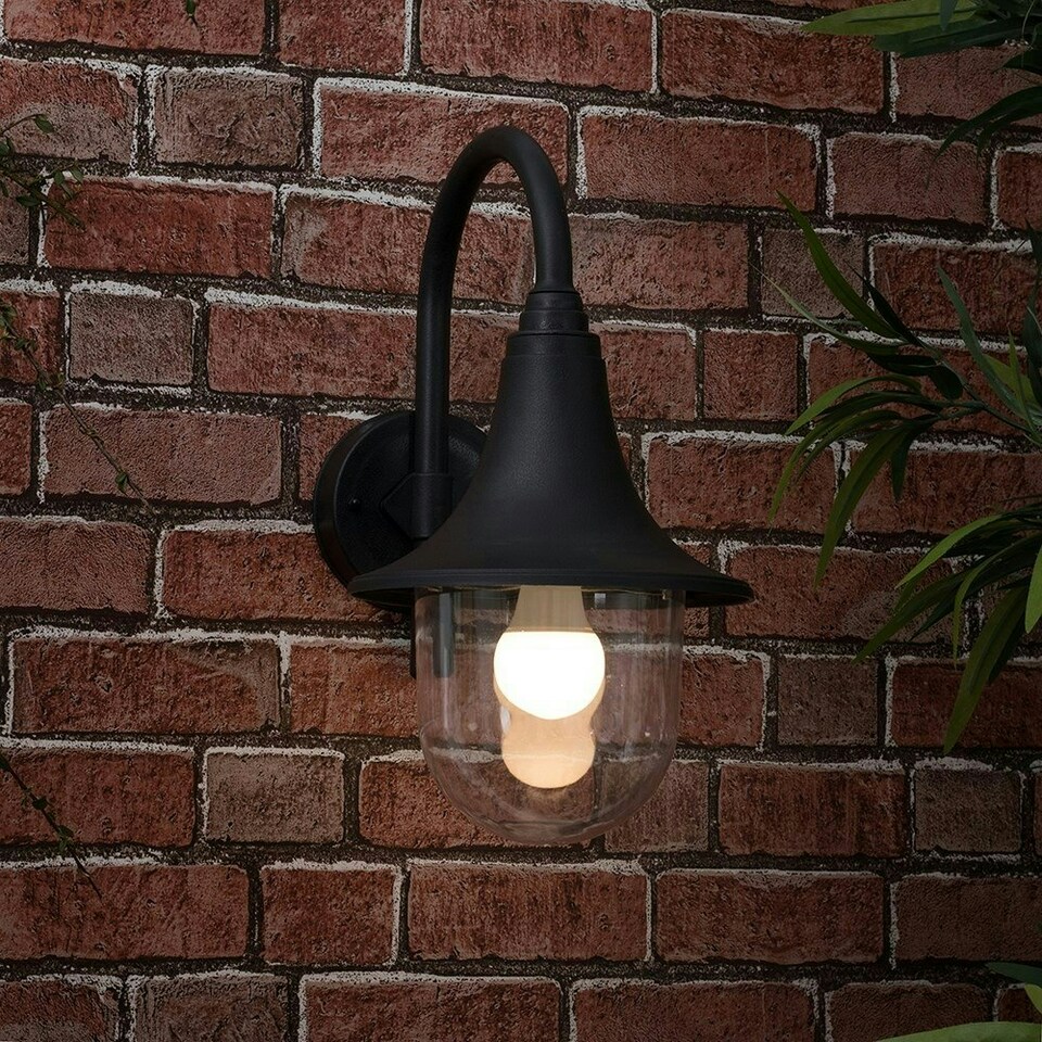 image 1 of ValueLights Modern IP44 Rated Outdoor Black Fishermans Style Wall Light Lamp