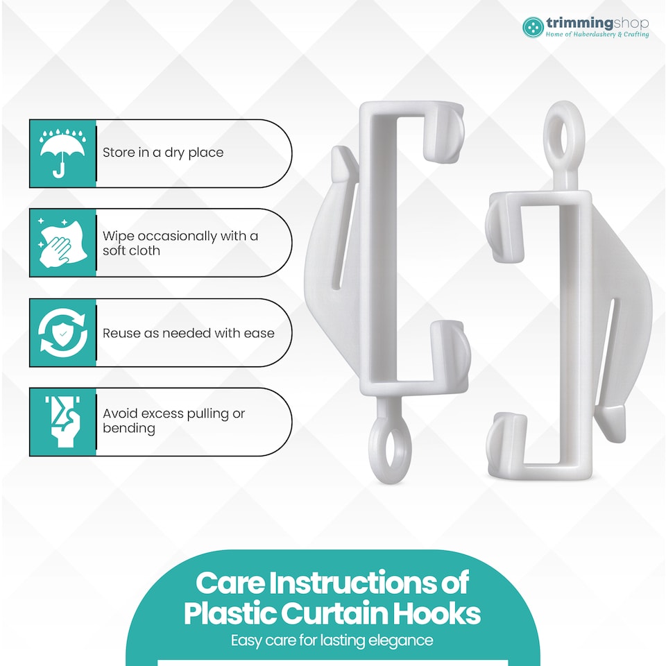 image 1 of Plastic Curtain Hook, Strong & Durable White Curtain Hooks - 50pcs