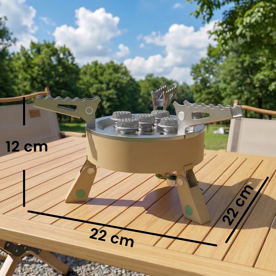 image 1 of Outsunny 7000W Camping Stove with Piezo Ignition, High Power Gas Stove Khaki | Brown | Khaki | 22 x 22 x 12 cm