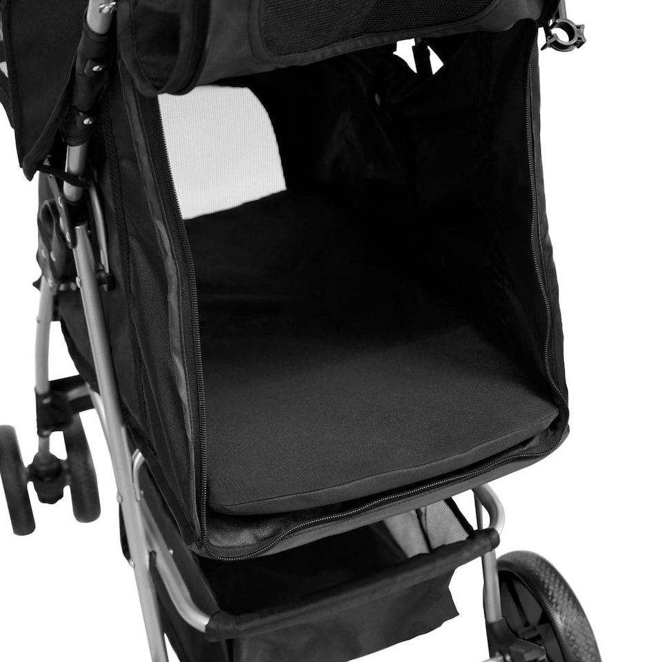 image 1 of Pet Stroller with Rain Cover – Black One Size