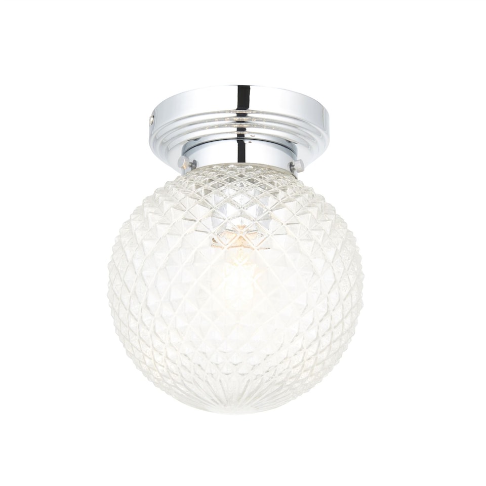 image 1 of Set of 2 Tropic - Textured Glass IP44 Bathroom Ceiling Lights