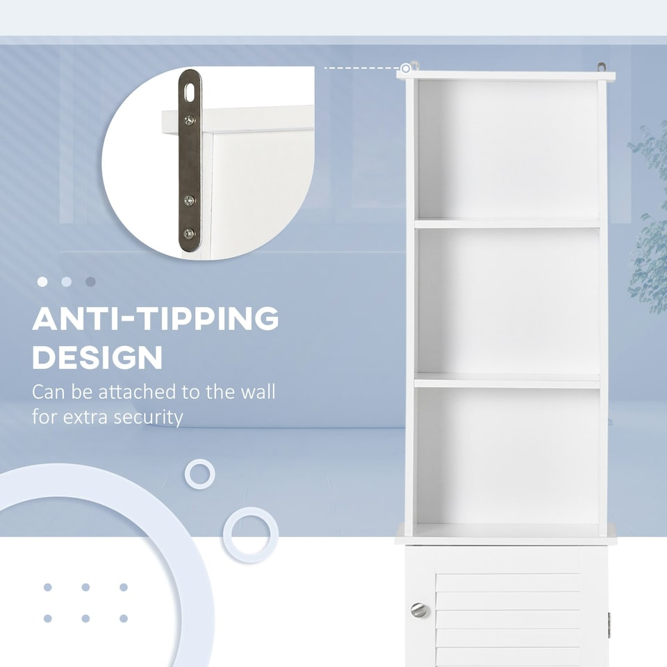 image 1 of HOMCOM 165cm Freestanding Slimline Bathroom Storage Cabinet w/ 6 Shelves White