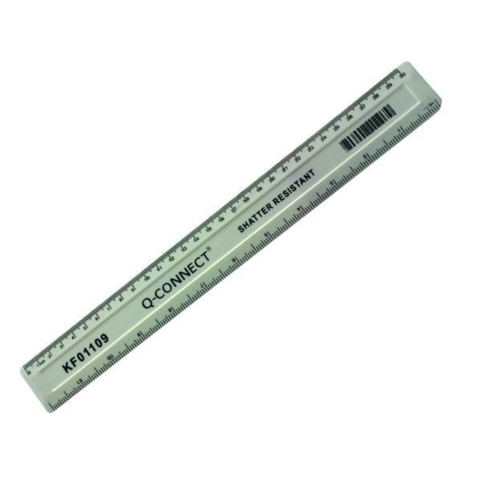 image 1 of Q-Connect Ruler Shatterproof 300mm White (Features inches on one side and cm/mm on the other)
