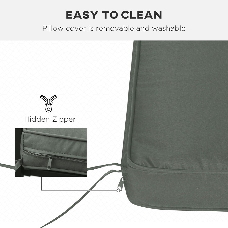 image 1 of Outsunny Garden Bench Cushion 2 Seater Seat Pad Indoor& Outdoor Use 