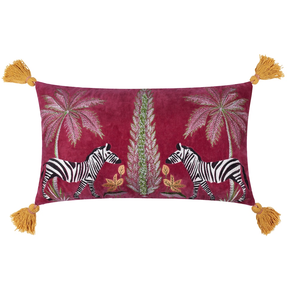 image 1 of Wylder Tropics Kalahari Embroidered Velvet Cushion