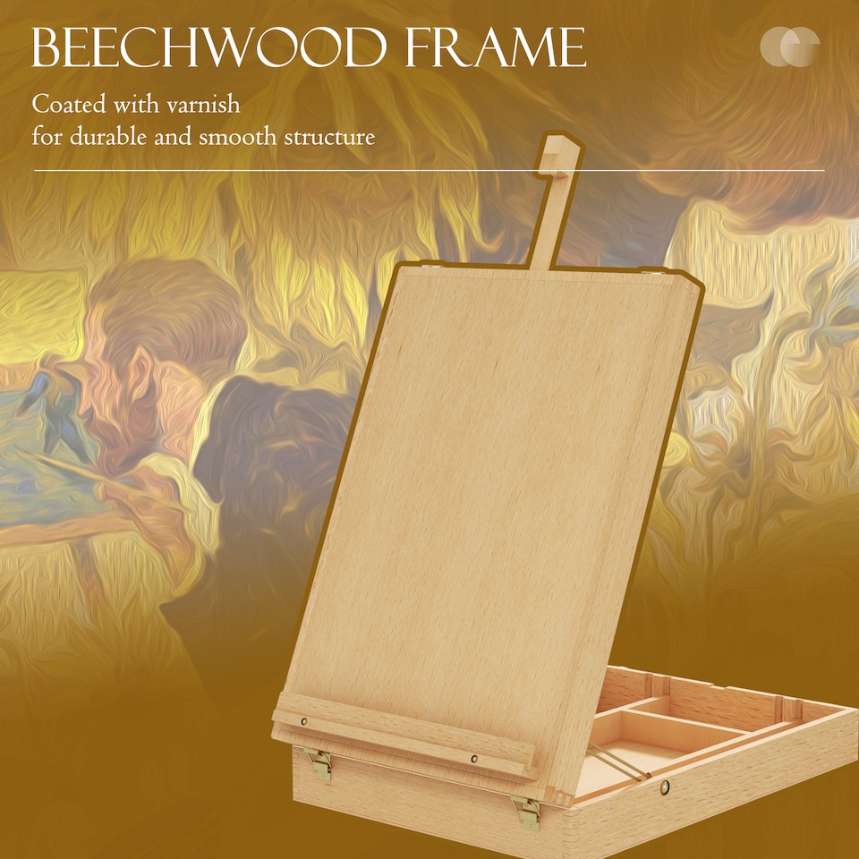 image 1 of Vinsetto Wooden Table Easel Box Hold Canvas up to 61cm Adjustable Sketch Board